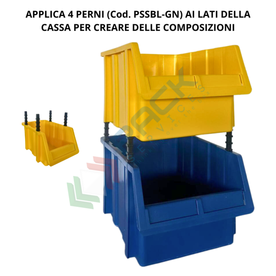Cassa bocca di lupo in plastica (PP), sovrapponibile e componibile, capacità 7 Lt, Mis. 173 L x 402 P x 150 H mm, colore giallo, Tipologia: Bocca di Lupo Sovrapponibile e Componibile, Capacità: 7 Lt, Colore: Giallo, 8 image vendita, produzione, prezzi e offerte
