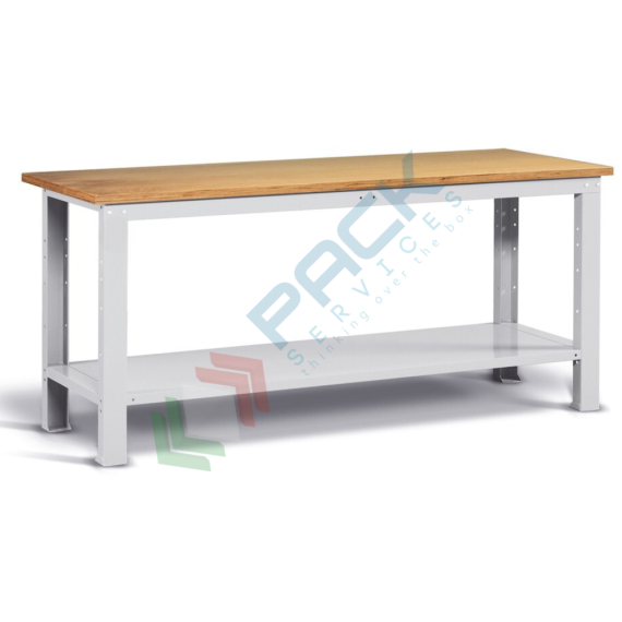 Banco da lavoro piano in legno con gambe fisse, Mis. 2000 L x 750 P x 882 H mm, colore grigio chiaro, Tipologia: Banco Standard, Gambe: Fisse, Materiale Piano: Legno, Larghezza (cm): 200, Versione: Senza Cassetti, Colore: Grigio vendita, produzione, prezzi e offerte
