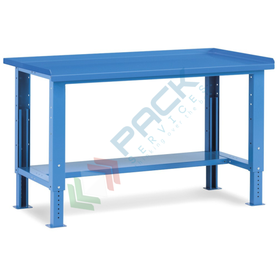Banco da lavoro piano in acciaio con gambe regolabili, Mis. 1507 L x 704 P x 767/1112 H mm, colore blu, Tipologia: Banco Standard, Gambe: Regolabili, Materiale Piano: Acciaio, Larghezza (cm): 150, Versione: Senza Cassetti, Colore: Blu vendita, produzione, prezzi e offerte