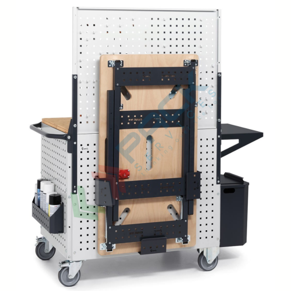 Tavolo da lavoro piano in legno pieghevole salvaspazio multiuso, Mis. 1184 L x 590 P x 896/60 H mm, colore antracite, 4 image vendita, produzione, prezzi e offerte