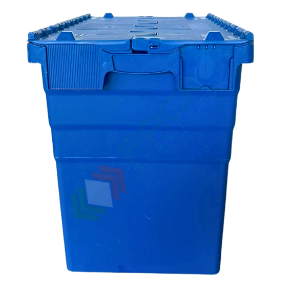 Cassetta in plastica (PP) sovrapponibile ed inseribile, capacità 95 Lt, Mis. 600 L x 400 P x 516 H mm, con coperchio integrato, Tipologia: Cassa Inseribile Industriale, Versione: Con Coperchio, Mis. Base (cm): 40 x 60, Altezza (cm): 51.6, Capacità: 95 Lt, Contatto Diretto con Alimenti: NO, Colore: Blu, 12 image vendita, produzione, prezzi e offerte