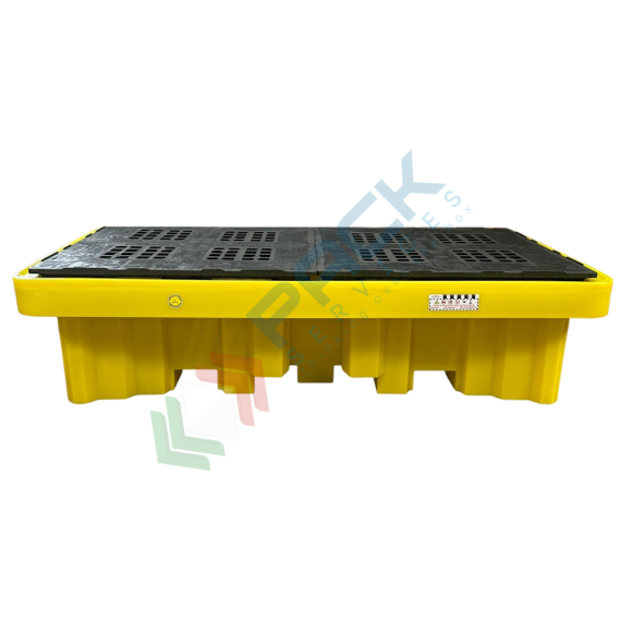 Vasca di contenimento liquidi in polietilene (PE) con griglia, ideale per 2 cisterne IBC, volume di raccolta 1150 Lt, Mis. 2540 L x 1370 P x 620 H mm, colore giallo, Tipologia: Vasca per Cisterne, Ideale per: 2 Cisterne, Versione: Standard, Materiale: Plastica, Volume di Raccolta (Lt): 1150, 6 image vendita, produzione, prezzi e offerte