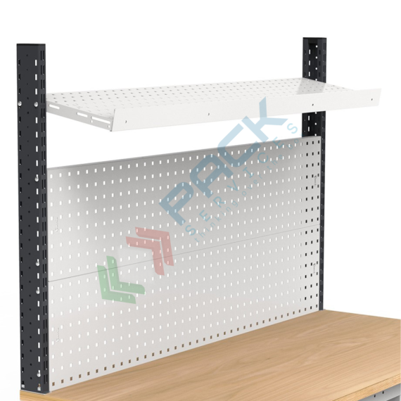 Banco da lavoro piano in legno con gambe regolabili, 1 cassetto e parete attrezzata, Mis. 1500 L x 750 P x 740/1100 H mm, colore antracite/grigio chiaro, Tipologia: Banco con Parete, Gambe: Regolabili, Materiale Piano: Legno, Larghezza (cm): 150, Versione: 1 Cassetto, Colore: Grigio, 13 image vendita, produzione, prezzi e offerte