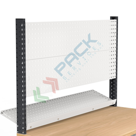 Banco da lavoro piano in legno con gambe regolabili, 4 cassetti e parete attrezzata, Mis. 1500 L x 750 P x 740/1100 H mm, colore antracite/grigio chiaro, Tipologia: Banco con Parete, Gambe: Regolabili, Materiale Piano: Legno, Larghezza (cm): 150, Versione: 4 Cassetti, Colore: Grigio, 14 image vendita, produzione, prezzi e offerte