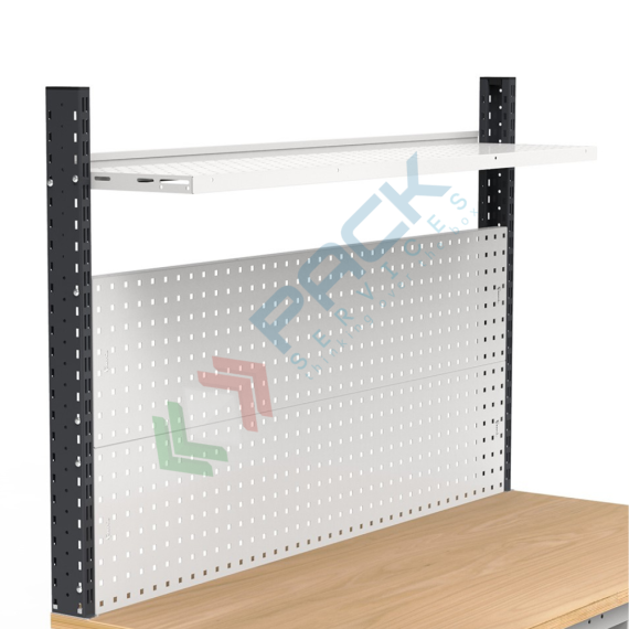 Banco da lavoro piano in legno con gambe regolabili, parete attrezzata, 4 cassetti e 2 con porta, Mis. 2000 L x 750 P x 740/1100 H mm, colore antracite/grigio chiaro, Tipologia: Banco con Parete, Gambe: Regolabili, Materiale Piano: Legno, Larghezza (cm): 200, Versione: 4 Cassetti + 2 con Porta, Colore: Grigio, 15 image vendita, produzione, prezzi e offerte