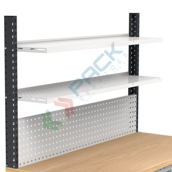 Banco da lavoro piano in legno con gambe regolabili, parete attrezzata, 3 armadi con porta parziale e 1 cassetto, Mis. 2000 L x 750 P x 740/1100 H mm, colore antracite/grigio chiaro, Tipologia: Banco con Parete, Gambe: Regolabili, Materiale Piano: Legno, Larghezza (cm): 200, Versione: 3 Cassetti + 3 con Porta, Colore: Grigio, 21 image vendita, produzione, prezzi e offerte