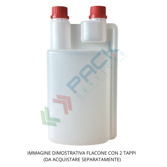 Flacone in plastica (HDPE) rettangolare a collo stretto con dosatore a due tappi, capacità 1000 ml, chiusura con tappo a vite con apertura del sigillo a strappo (tappi esclusi), colore neutro, Tipologia: Bottiglie Rettangolari, Capacità: 1000 ml, Bocca: Stretta, Chiusura: Due Tappi a Vite e Sigillo, Omologazione ADR: NO, Colore: Neutro, 13 image vendita, produzione, prezzi e offerte