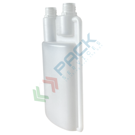 Flacone in plastica (HDPE) rettangolare a collo stretto con dosatore a due tappi, capacità 1000 ml, chiusura con tappo a vite con apertura del sigillo a strappo (tappi esclusi), colore neutro, Tipologia: Bottiglie Rettangolari, Capacità: 1000 ml, Bocca: Stretta, Chiusura: Due Tappi a Vite e Sigillo, Omologazione ADR: NO, Colore: Neutro, 8 image vendita, produzione, prezzi e offerte