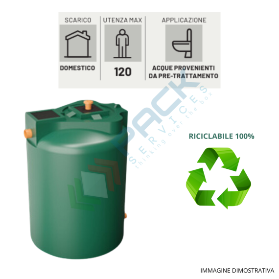 Filtro percolatore aerobico, A.E. 40, capacità 3500 Lt, Mis. Ø 1400 x 2300 H mm, per il trattamento secondario dei reflui domestici, Utilizzo: Trattamento Secondario, Tipologia: Filtro Percolatore, Volume (Lt): 3500, Versione: Aerobico, 5 image vendita, produzione, prezzi e offerte