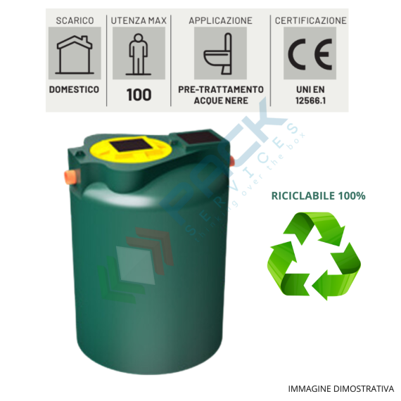 Fossa imhoff biologica, corpo liscio, A.E. 20, capacità 3500 Lt, Mis. Ø 1400 x 2300 H mm, per il trattamento primario dei reflui domestici, Utilizzo: Trattamento Primario, Tipologia: Fossa Imhoff, Volume (Lt): 3500, Versione: Corpo Liscio, 7 image vendita, produzione, prezzi e offerte