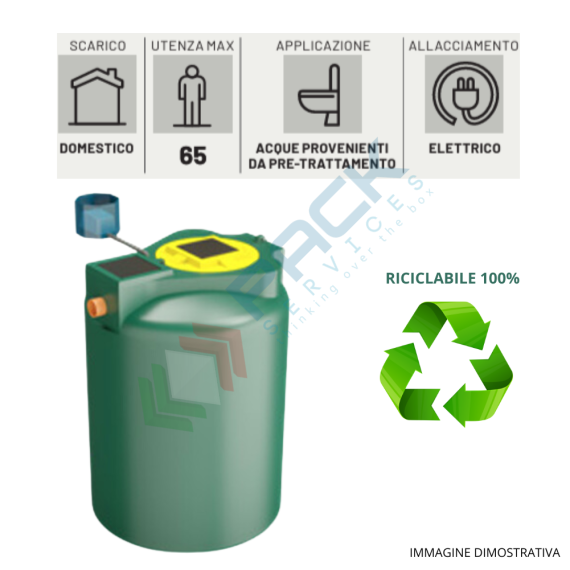 Impianto a fanghi attivi, A.E. 65, Mis. Ø 2500 x 2500 H mm, corpo liscio, capacità 12000 Lt, Utilizzo: Trattamento Secondario, Tipologia: Impianto Fanghi attivi, Volume (Lt): 12000, Versione: Corpo Liscio, 6 image vendita, produzione, prezzi e offerte