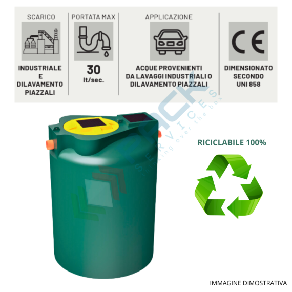 Separatore di oli a coalescenza con filtro estraibile ed otturatore automatico, Mis. Ø 1000 x 1000 H mm, capacità 500 Lt, Utilizzo: Trattamento Secondario, Tipologia: Separatore di Oli a Coalescenza, Volume (Lt): 500, Versione: con Filtro Estraibile e Otturatore Automatico, 5 image vendita, produzione, prezzi e offerte
