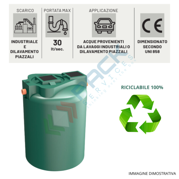 Separatore di oli a coalescenza con filtro estraibile, Mis. Ø 950 x 1350 H mm, capacità 900 Lt, Utilizzo: Trattamento Secondario, Tipologia: Separatore di Oli a Coalescenza, Volume (Lt): 900, Versione: con Filtro Estraibile, 5 image vendita, produzione, prezzi e offerte