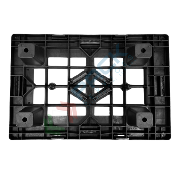 Pallet in plastica riciclata (PP), Mis. 400 L x 600 P x 124 H mm, con 4 piedi, piano forato, portata statica 700 Kg, portata dinamica 200 Kg, Tipologia: Pallet per Spedizioni, Mis. Base (cm): 40 x 60, Piano Superiore: Forato, Base d’Appoggio: 4 Piedi, Portata Statica (Kg): 700, Portata Dinamica (Kg): 200, Portata su Scaffale (Kg): NO, Altezza (cm): 12,4, 10 image vendita, produzione, prezzi e offerte