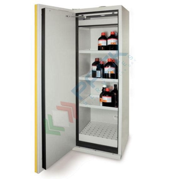 Armadio di sicurezza per infiammabili Type 90, Mis. 595 L x 600 P x 2050 H mm, ripiani in acciaio inox, anta ad incavo apertura SX, colore grigio, Tipologia: Armadio per Infiammabili Type90, Versione: con Maniglia ad Incavo, Larghezza (cm): 59,5, Profondità (cm): 60, Altezza (cm): 205, Ante: 1 Piena - Ap. SX, Colore: Grigio, Versione Ripiani: Inox, 7 image vendita, produzione, prezzi e offerte