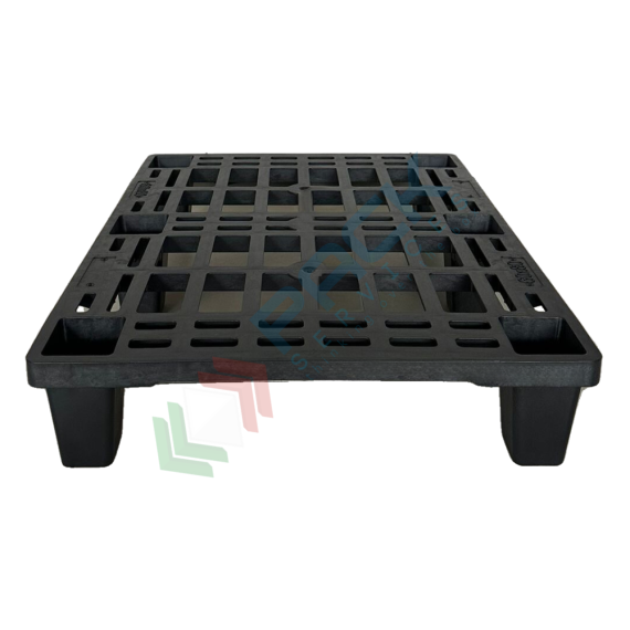 Pallet in plastica riciclata (PP), Mis. 600 L x 800 P x 140 H mm, con 6 piedi, piano forato, portata statica 600 Kg, portata dinamica 250 Kg, Tipologia: Pallet per Spedizioni, Mis. Base (cm): 60 x 80, Piano Superiore: Forato, Base d’Appoggio: 6 Piedi, Portata Statica (Kg): 600, Portata Dinamica (Kg): 250, Portata su Scaffale (Kg): NO, Altezza (cm): 14, 7 image vendita, produzione, prezzi e offerte