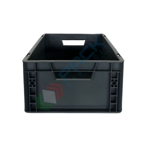 Cassetta in plastica riciclata (PP) sovrapponibile, 15 Lt, mis. 400 L x 300 P x 170 H mm, base e pareti chiuse, maniglie aperte, Tipologia: Cassa Norma Europa, Versione: Base e Pareti Chiuse, Mis. Base (cm): 30 x 40, Altezza (cm): 17, Capacità: 15 Lt, Contatto Diretto con Alimenti: NO, Colore: Grigio, 11 image vendita, produzione, prezzi e offerte