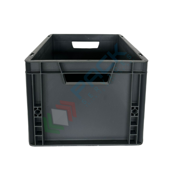 Cassetta in plastica riciclata (PP) sovrapponibile, 20 Lt, mis. 400 L x 300 P x 220 H mm, base e pareti chiuse, maniglie passanti, Tipologia: Cassa Norma Europa, Versione: Base e Pareti Chiuse, Mis. Base (cm): 30 x 40, Altezza (cm): 22, Capacità: 20 Lt, Contatto Diretto con Alimenti: NO, Colore: Grigio, 10 image vendita, produzione, prezzi e offerte