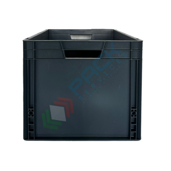 Cassetta in plastica riciclata (PP) sovrapponibile, 65 Lt, mis. 600 L x 400 P x 320 H mm, base e pareti chiuse, maniglie passanti, Tipologia: Cassa Norma Europa, Versione: Base e Pareti Chiuse, Mis. Base (cm): 40 x 60, Altezza (cm): 32, Capacità: 65 Lt, Contatto Diretto con Alimenti: NO, Colore: Grigio, 10 image vendita, produzione, prezzi e offerte