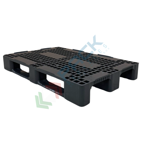 Pallet in plastica riciclata (PP), Mis. 1000 L x 1200 P x 150 H mm, con 3 traverse, piano forato, portata statica 2000 Kg, portata dinamica 750 Kg, portata su scaffale 300 Kg, Tipologia: Pallet per Magazzino, Mis. Base (cm): 100 x 120, Piano Superiore: Forato, Base d’Appoggio: 3 Traverse, Portata Statica (Kg): 2000, Portata Dinamica (Kg): 750, Portata su Scaffale (Kg): 300, Altezza (cm): 15 vendita, produzione, prezzi e offerte