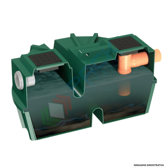 Degrassatore statico corpo nervato, A.E. 50, coperti 200, scarico domestico, Mis. Ø 1250 x 1650 H mm, per il pre-trattamento acque non provenienti da wc, Utilizzo: Trattamento Primario, Tipologia: Degrassatore, Volume (Lt): 1550, Versione: Corpo Nervato, 7 image vendita, produzione, prezzi e offerte