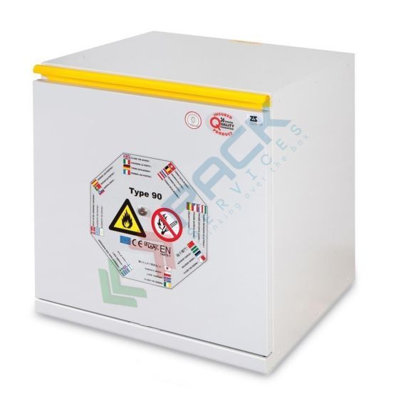 Armadio di sicurezza per infiammabili Type 90, modello sotto cappa e sottobanco, Mis. 595 L x 520 P x 720 H mm, anta apertura SX, colore grigio, Tipologia: Armadio Sotto Cappa, Versione: Infiammabili TYPE 90', Larghezza (cm): 59,5, Profondità (cm): 52, Altezza (cm): 72, Ante: 1 Piena - Ap. SX, Colore: Grigio, Versione Ripiani: NO Ripiani vendita, produzione, prezzi e offerte