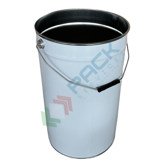 Secchiello in metallo conico Mis. Ø 305 x 484 H mm, capacità nominale 30 Lt, capacità totale 31,8 Lt, omologato ONU per liquidi, con manico in ferro, interno grezzo, Tipologia: Secchio Conico Int. Grezzo, Capacità: 30 Lt, Ø Diametro (mm): 305, Altezza (cm): 48.4, Colore Esterno / Interno: Bianco - Grezzo, 8 image vendita, produzione, prezzi e offerte