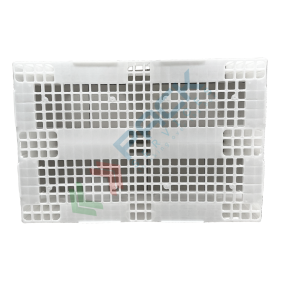 Pallet in plastica (HDPE), Mis. 1000 L x 1200 P x 150 H mm, con 3 traverse, piano forato, portata statica 2500 Kg, portata dinamica 1000 Kg, portata su scaffale 400 Kg, Tipologia: Pallet per Alimenti, Mis. Base (cm): 100 x 120, Piano Superiore: Forato, Base d’Appoggio: 3 Traverse, Portata Statica (Kg): 2500, Portata Dinamica (Kg): 1000, Portata su Scaffale (Kg): 400, Altezza (cm): 15, 8 image vendita, produzione, prezzi e offerte