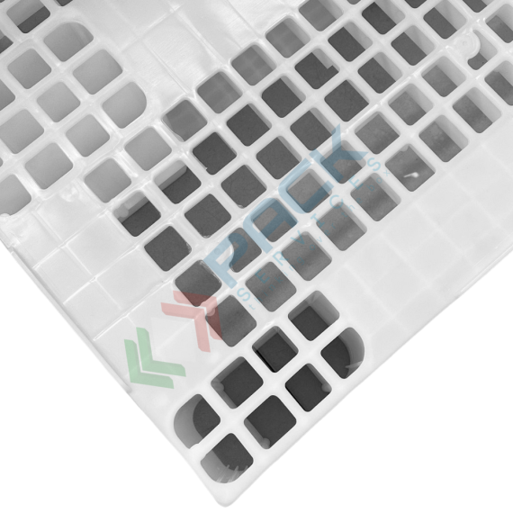 Pallet in plastica (HDPE), Mis. 800 L x 1200 P x 150 H mm, con 3 traverse, piano forato, portata statica 2500 Kg, portata dinamica 1000 Kg, portata su scaffale 400 Kg, Tipologia: Pallet per Alimenti, Mis. Base (cm): 80 x 120, Piano Superiore: Forato, Base d’Appoggio: 3 Traverse, Portata Statica (Kg): 2500, Portata Dinamica (Kg): 1000, Portata su Scaffale (Kg): 400, Altezza (cm): 15, 11 image vendita, produzione, prezzi e offerte