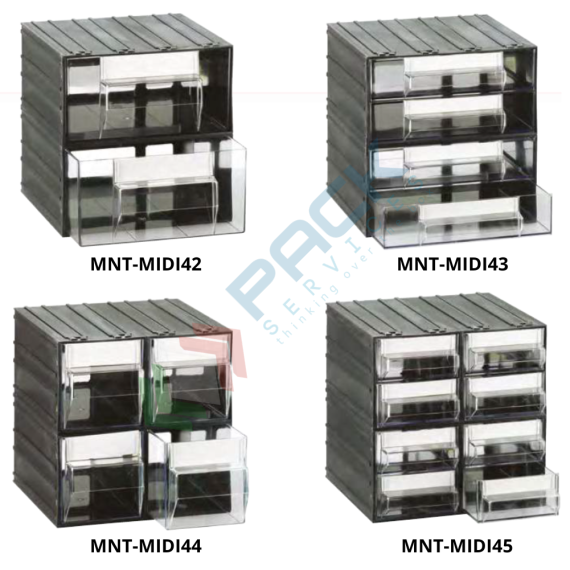 Cassettiera in plastica componibile con 2 cassetti, mis. 225 L x 225 P x 225 H mm, colore trasparente, Tipologia: Cassettiera Media, Cassetti/e nr.: 2, Formato: Formato 42, Colore: Nero + Trasparente, 7 image vendita, produzione, prezzi e offerte