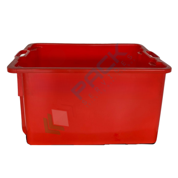 Cassetta in plastica (HDPE) sovrapponibile ed inseribile, capacità 50 Lt, Mis. 520 L x 420 P x 290 H mm, base chiusa e pareti chiuse, colore rosso, Tipologia: Cassa Inseribile Alimentare, Versione: Base e Pareti Chiuse, Mis. Base (cm): 42 x 52, Altezza (cm): 29, Capacità: 50 Lt, Contatto Diretto con Alimenti: SI, Colore: Rosso, 13 image vendita, produzione, prezzi e offerte